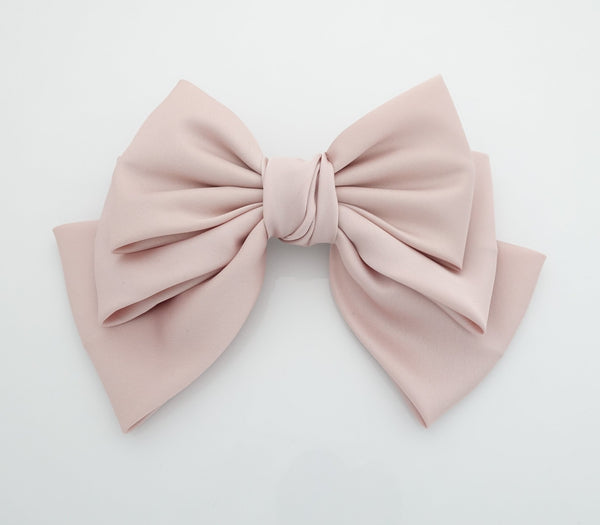 satin layered hair bow french barrette Women solid color stylish hair ...