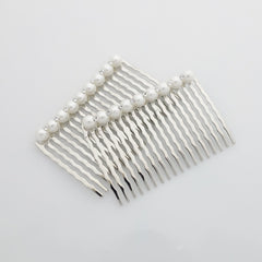 veryshine.com Hair Stick/Fork Silver 9 pearls A set of Pearl Rhinestone Decorative 18 teeth Hair Combs