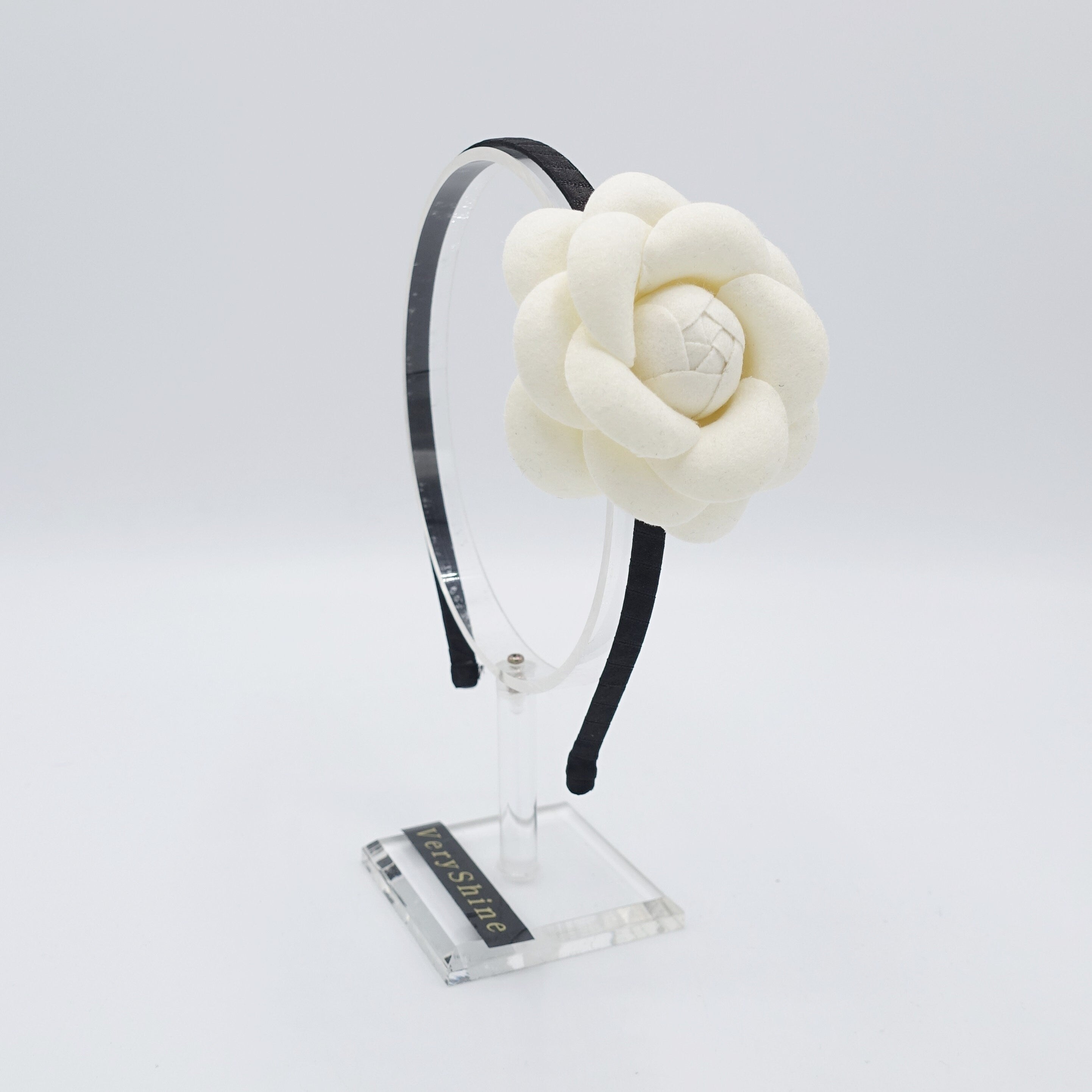 camellia headband woolen flower thin hairband for women –