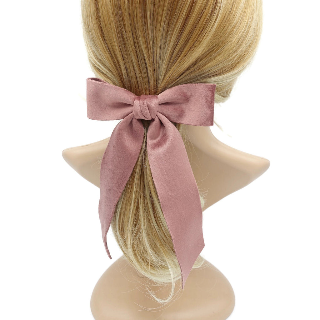 Velvet black simple wide bow hair ties Women droopy hair bow hair elas –