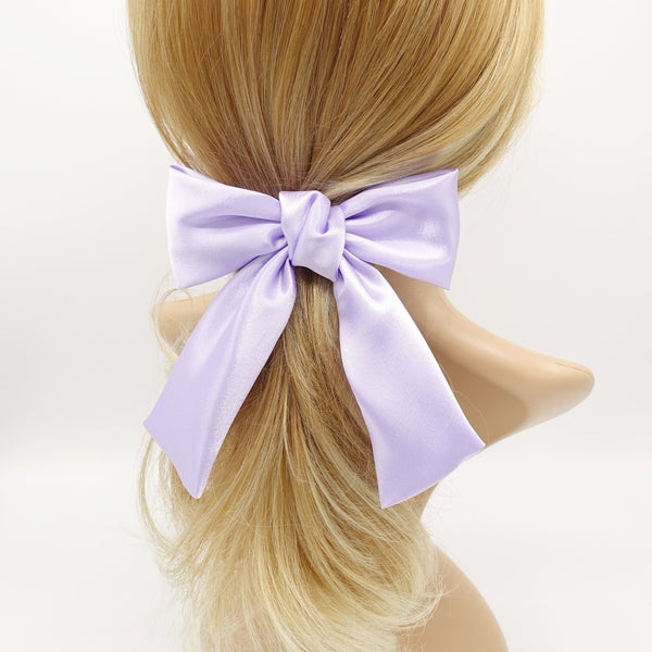 satin hair bow regular size pointed tail glossy hair accessory