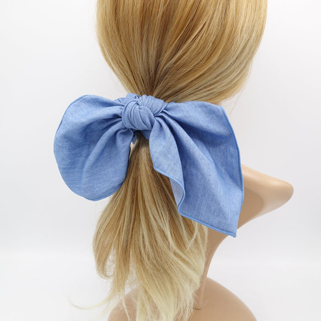 denim bow knot scrunchies cotton casual scrunchy woman hair