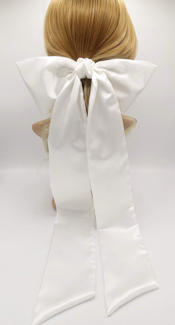 One Blushing Bride Structured Ivory Horsehair Ribbon Bridal Hair Bow with Tails White / with Long Tails