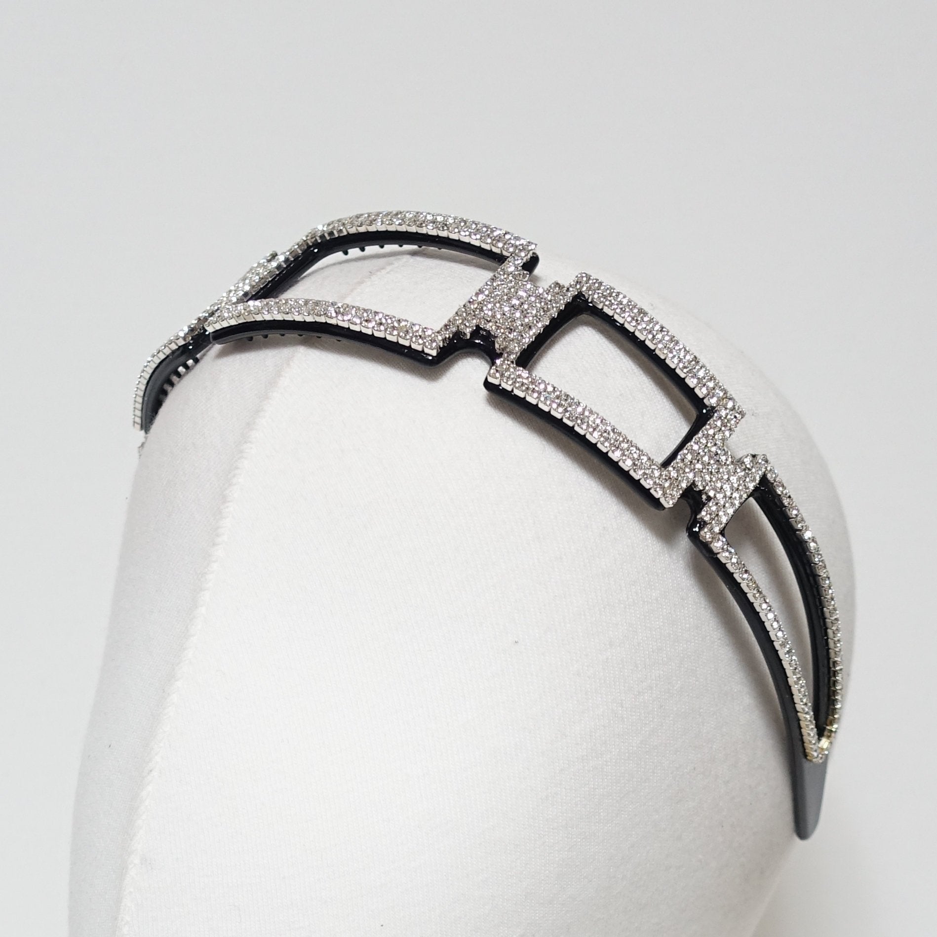 VeryShine rhinestone decorated headband geometric frame jeweled hairband hair accessory for women