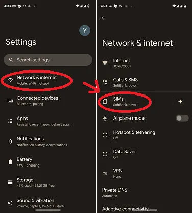 Android eSIM Activation step 1