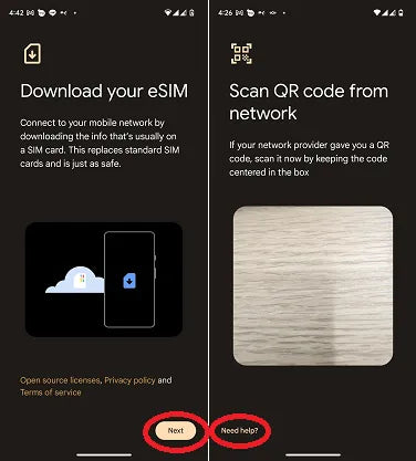 Android eSIM Activation step 3
