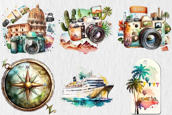 Watercolor Passport Clipart JPG Graphic by KiwiCakeStudio