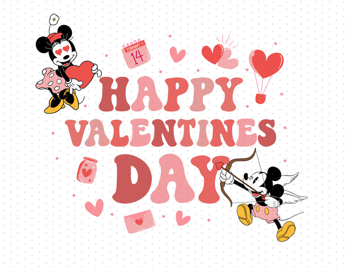 Mouse And Friends Disney Valentine's Day Sublimation PNG