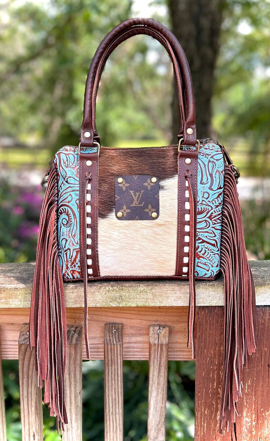 Upcycled LV Cowhide Leather Fringe (Concealed Carry) Crossbody