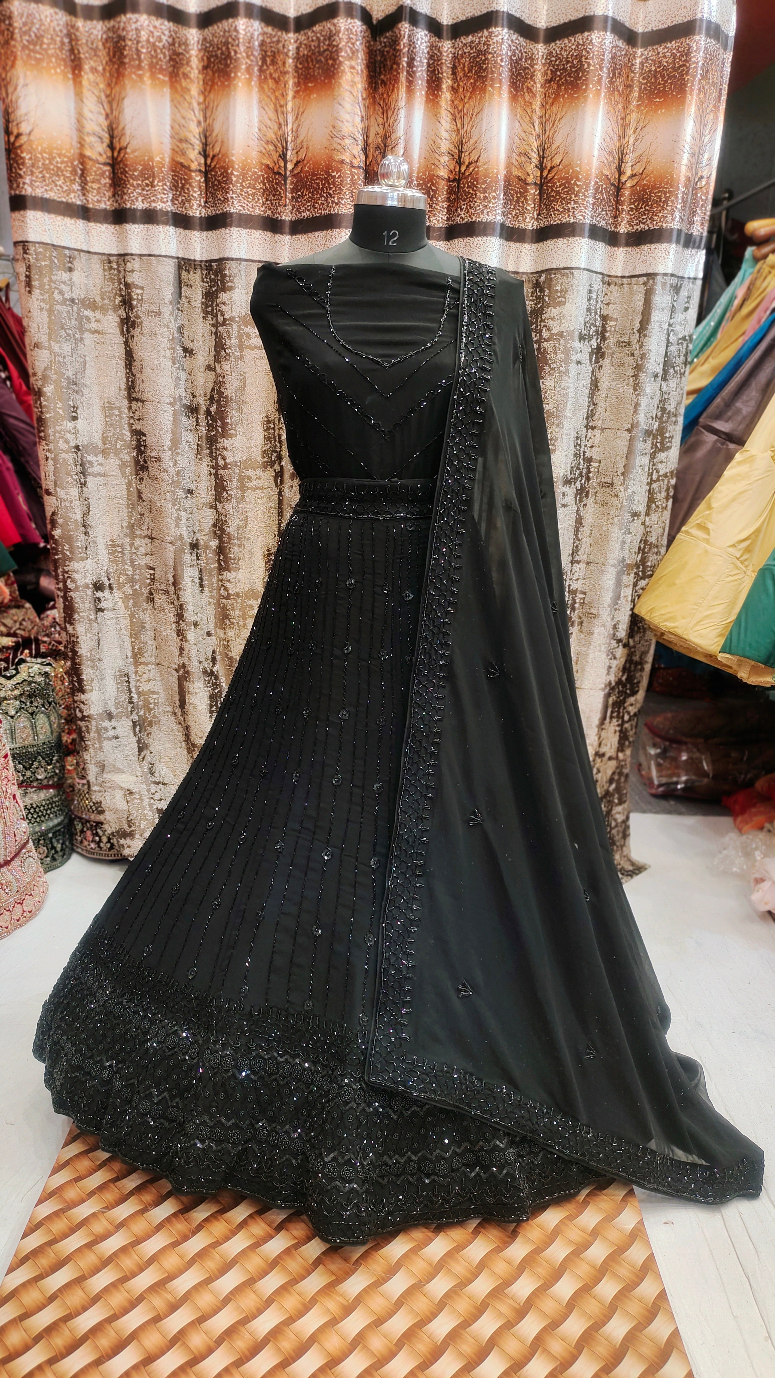 Beautiful Black Color Georgette With Sequence Lehenga Choli