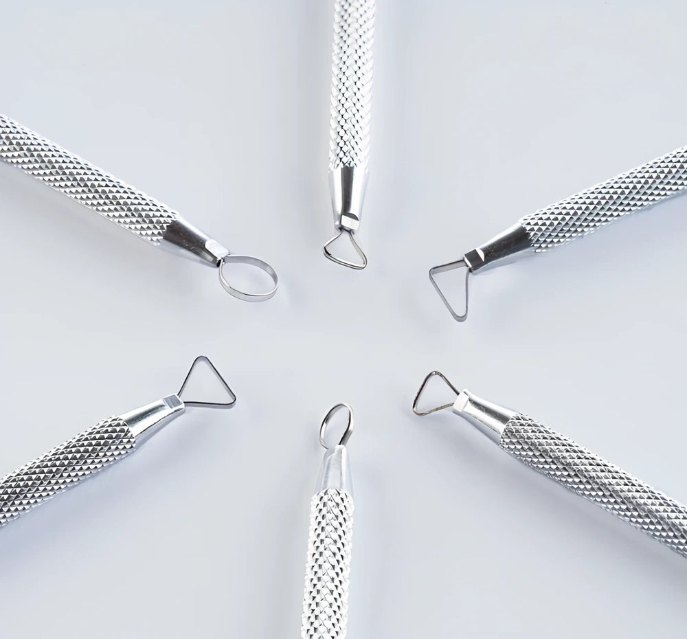 Set of 6 silver aluminium clay sculpting tools with varied blades for pottery carving and polymer modelling, 15-18cm long