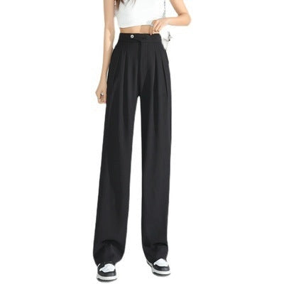 Women's Loose Casual High Waist Wide Leg Suit Pants in Polyester