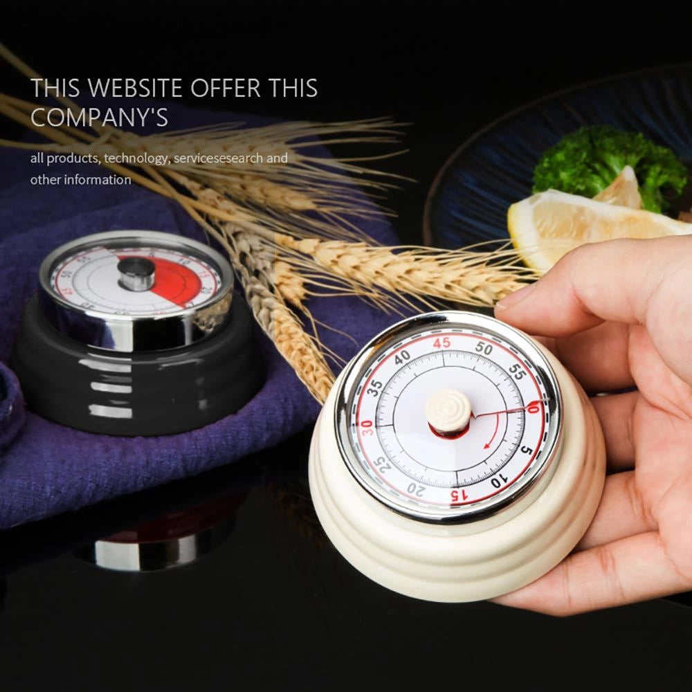 Stainless Steel Mechanical Kitchen Timer with Magnet and Visual Dial