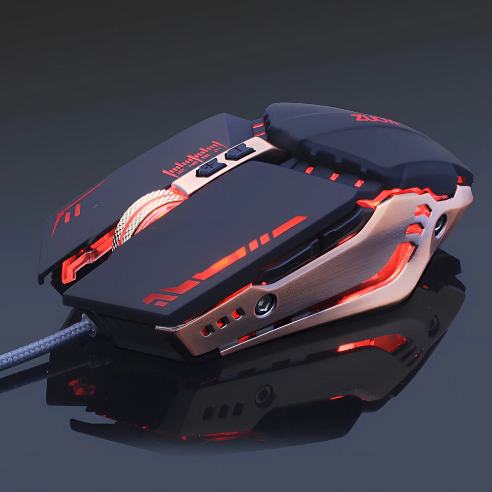 Black and red wired gaming headset with 40mm speakers, microphone, and 2.1m braided cable for surround sound gaming