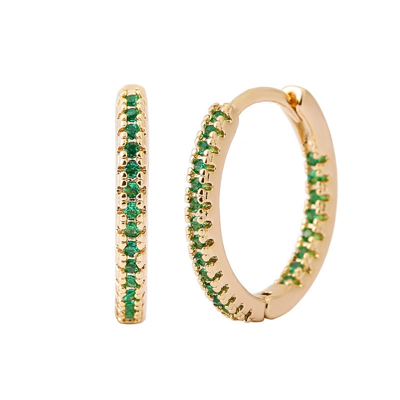 Circle Female Earrings with Multicolor Zircon Ear Clip