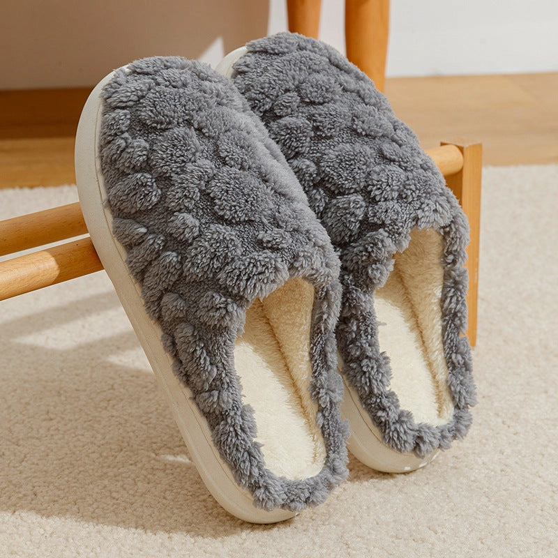 Unisex Cartoon Winter Plush Slippers with Anti-Skid Soft Soled Cotton Shoes