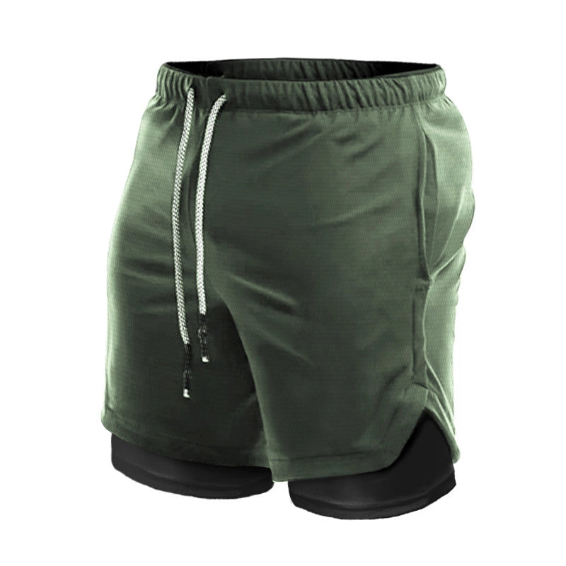 Men's Quick-dry Nylon Sports Shorts with Double-layer Design