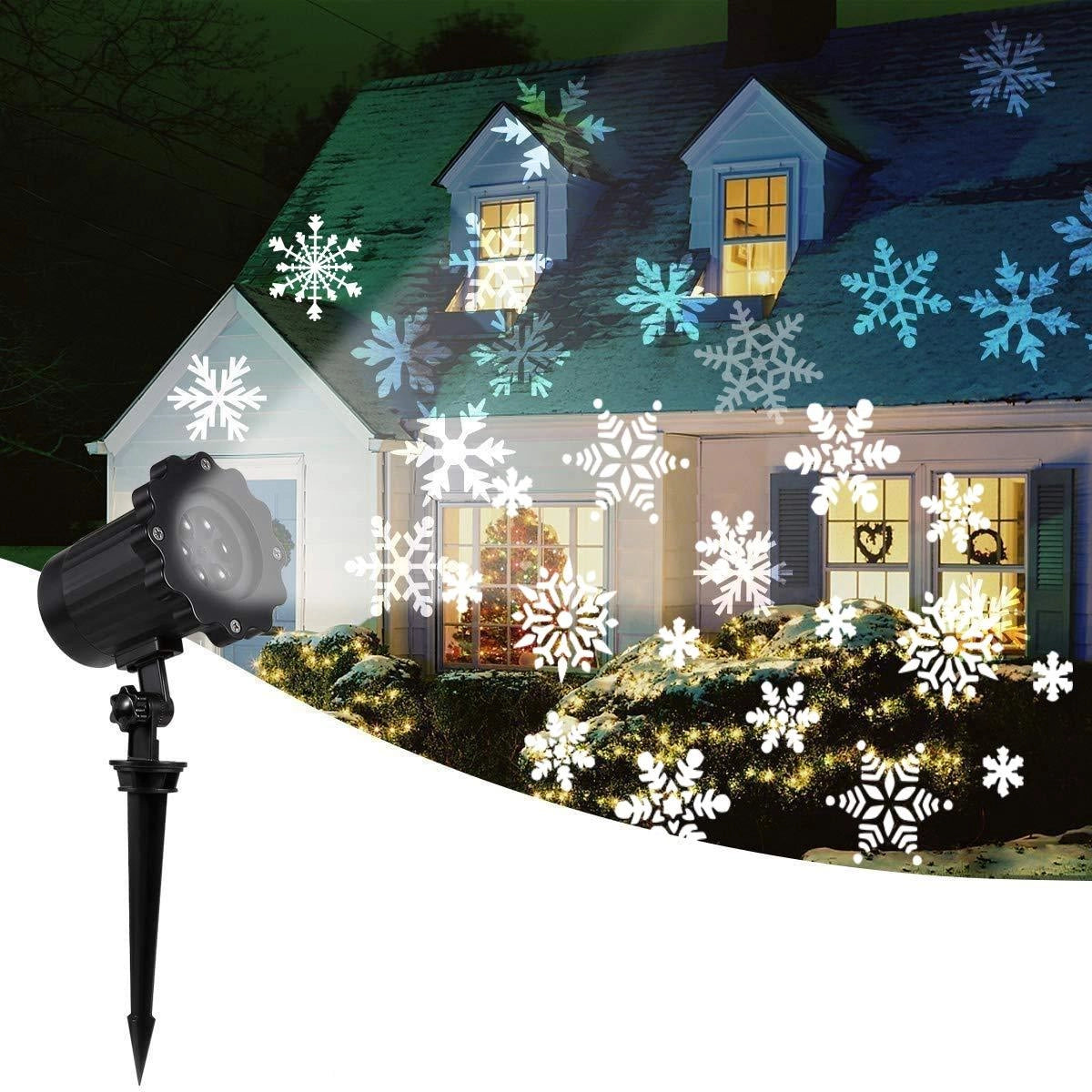LED Christmas Blizzard Snowflake Laser Light Projector for Outdoor Decor