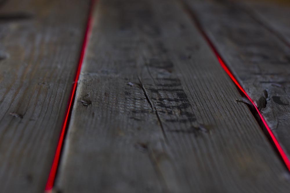laser wire embedded into wood