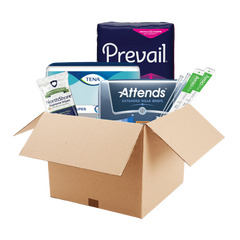 box full of incontinence supplies