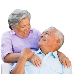 senior couple smiling at each other