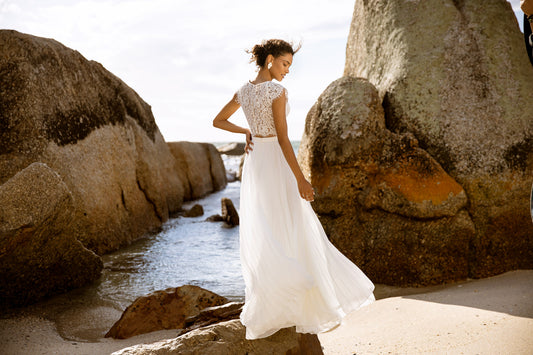 Cool-girl crepe puff sleeves. Perfect for adding to bridal