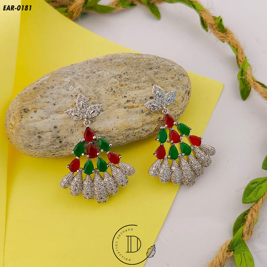 Beautiful Silver Plated Multi Peacock Earrings