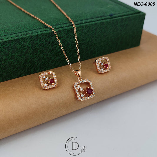 Elegant Gold Plated Zircon stone Necklace Set
