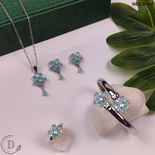 Stunning Silver Plated Zircon Stone Necklace Set