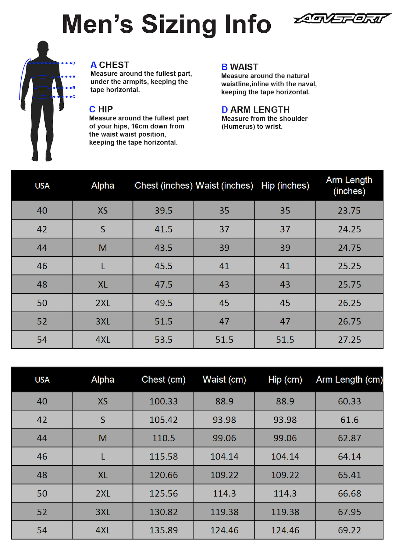 Men's Size Chart