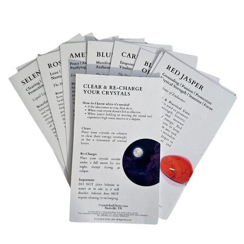 crystal clarity information cards about each crystal