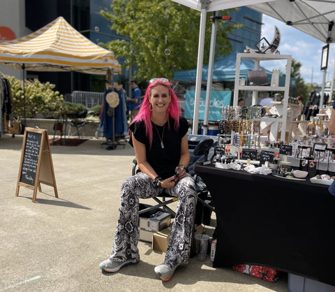 Kate at a nashville pop-up market for Crystals & Clarity