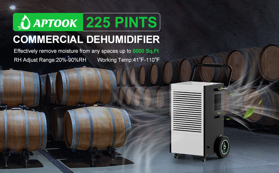 Aptook 225 Pints 8000 Sq. Ft Heavy Duty Industrial Dehumidifier OX-90L