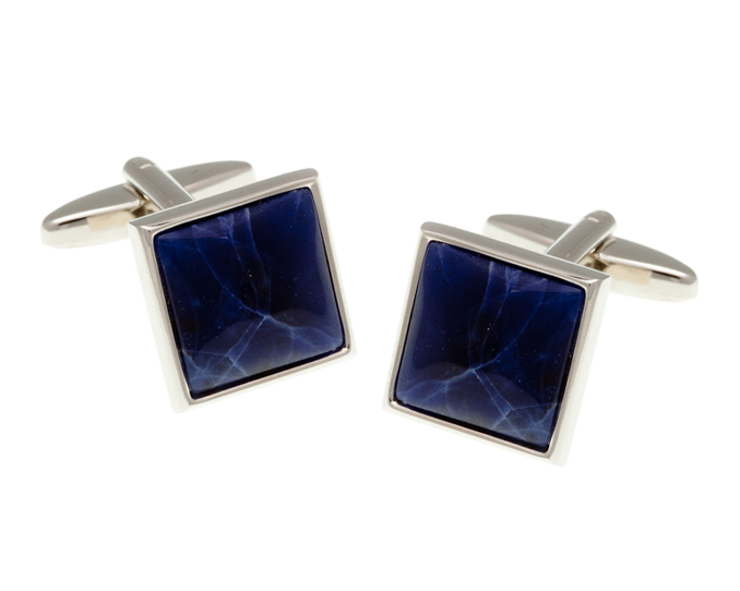 Elizabeth Parker Square Sodalite Blue Stone Cufflinks