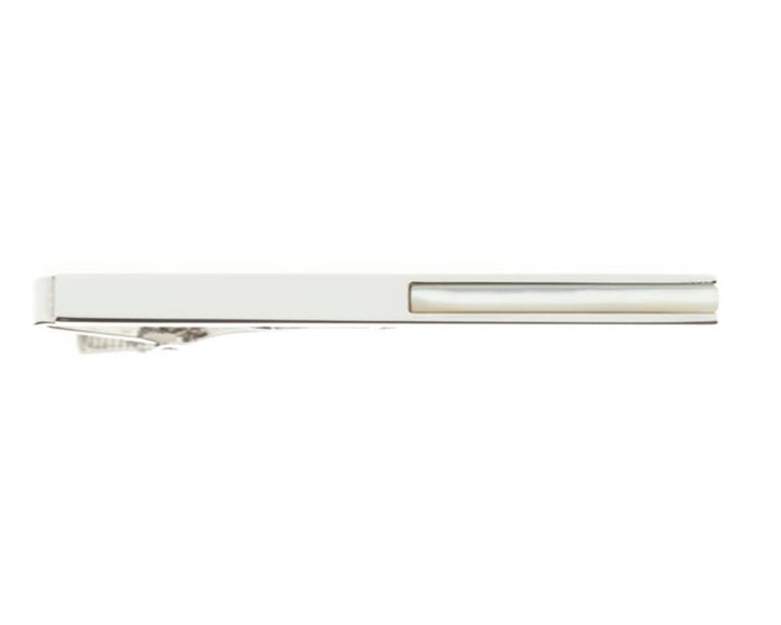 Burberry London Mother Of Pearl Tie Clip - White, Brass Tie Pins