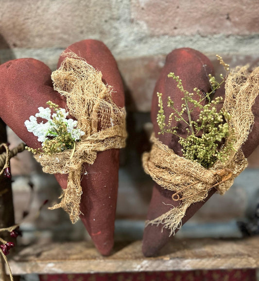 Black Floral Heart, Plush Heart Bowl Filler, Rustic Valentine's Day Vase  and Bowl Fillers Valentines Day Decor Farmhouse Valentine 