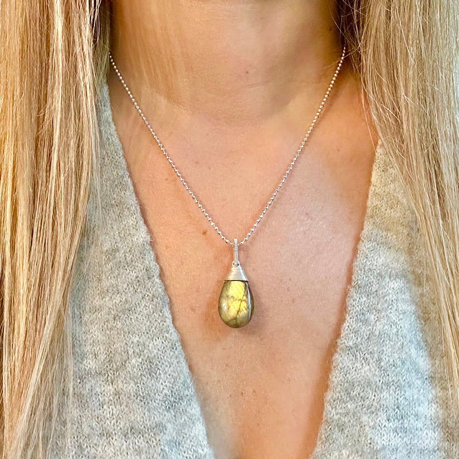 Blue Topaz Drop Necklace - Sterling Silver or Gold Filled | Little Rock Collection 14K Yellow Gold Filled