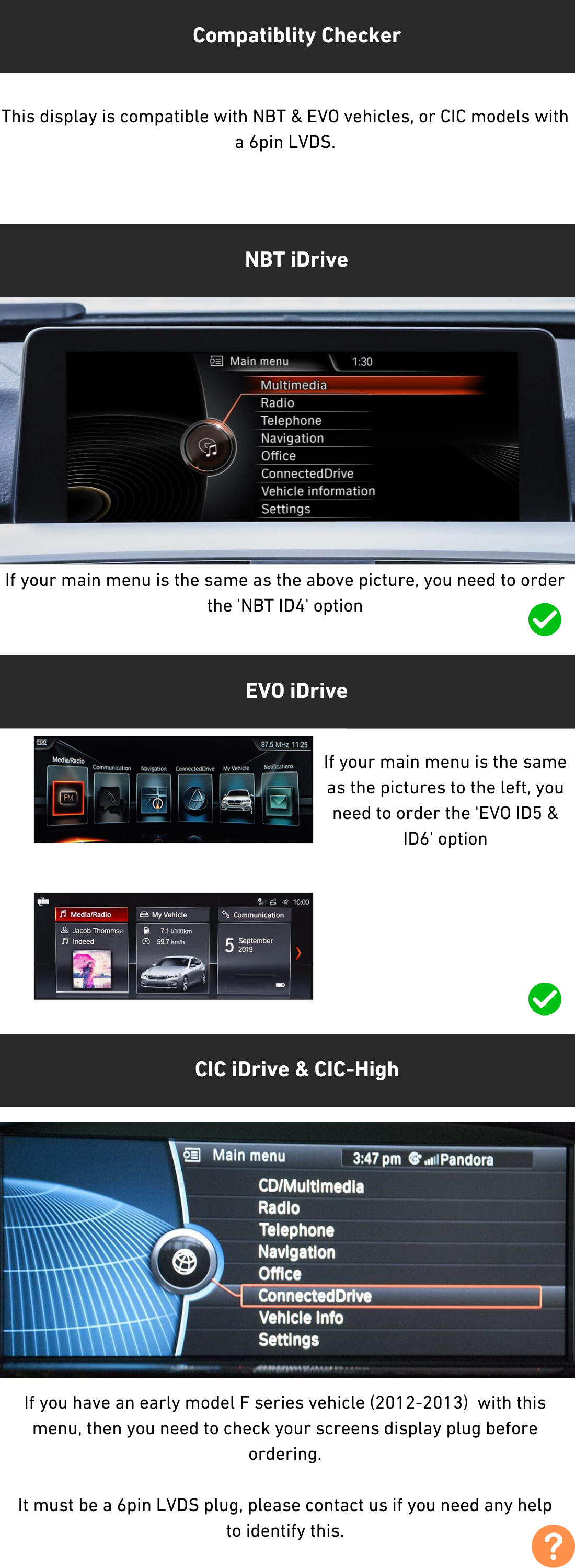 NBT EVO iDrive Compatibility