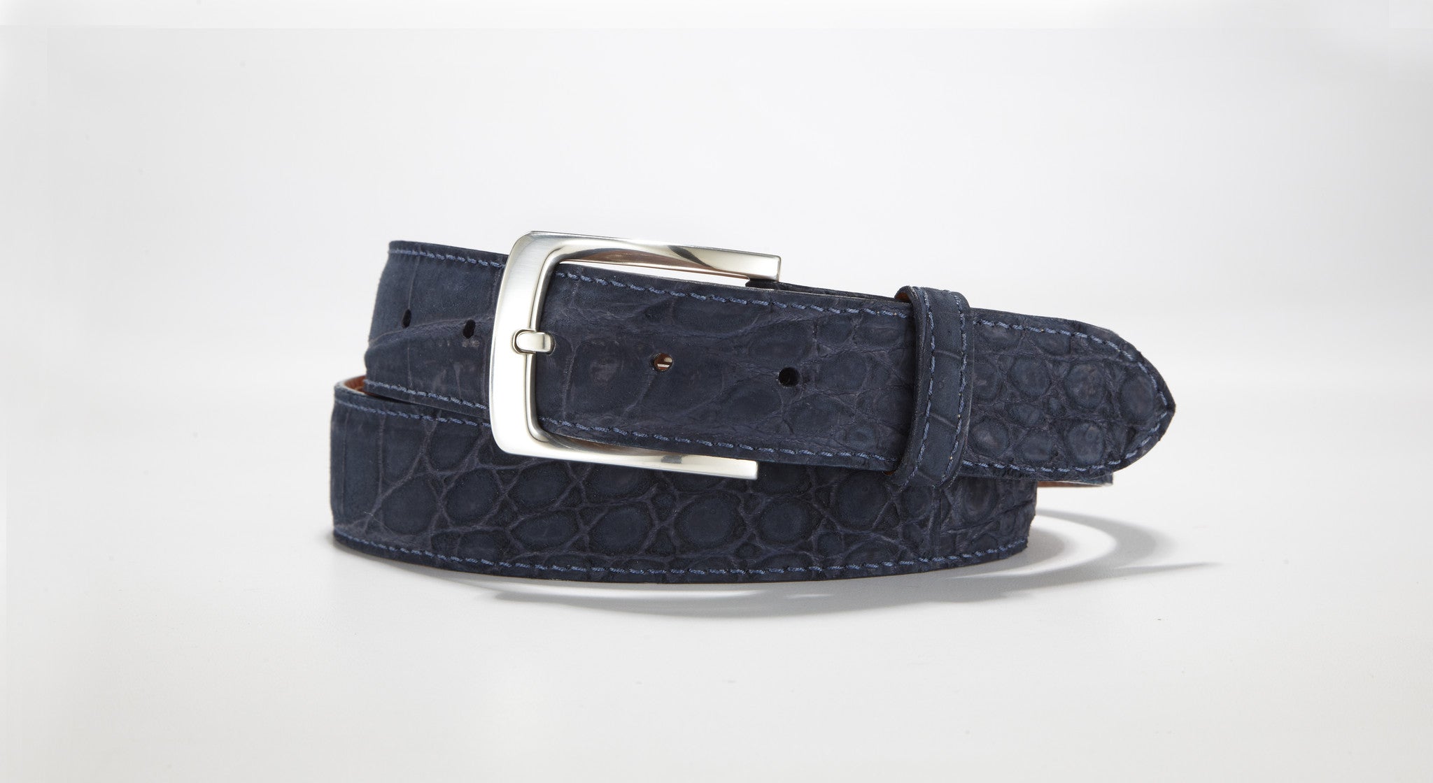 Crocodile Suede Belt 1 3/8 - 35mm (Navy Blue) – Andrew Martin