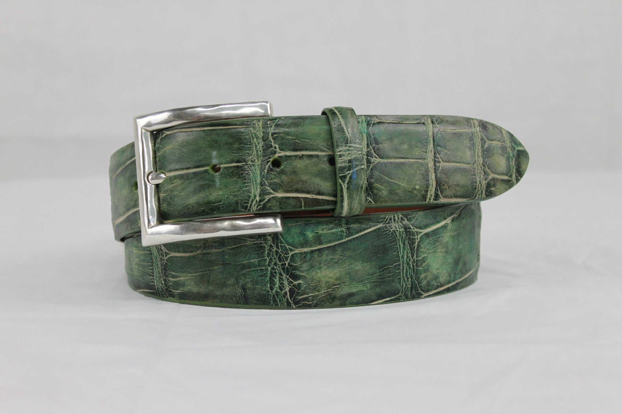 Crocodile Leather Belts Green / American