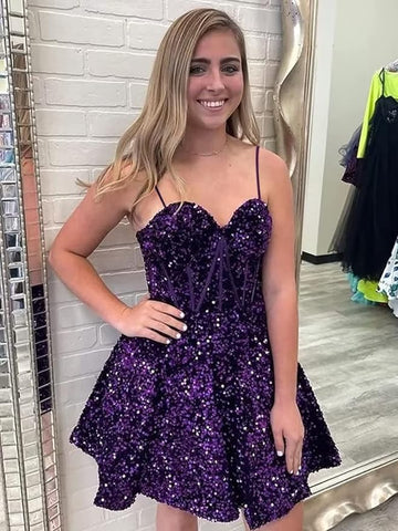 robe de bal courte violette