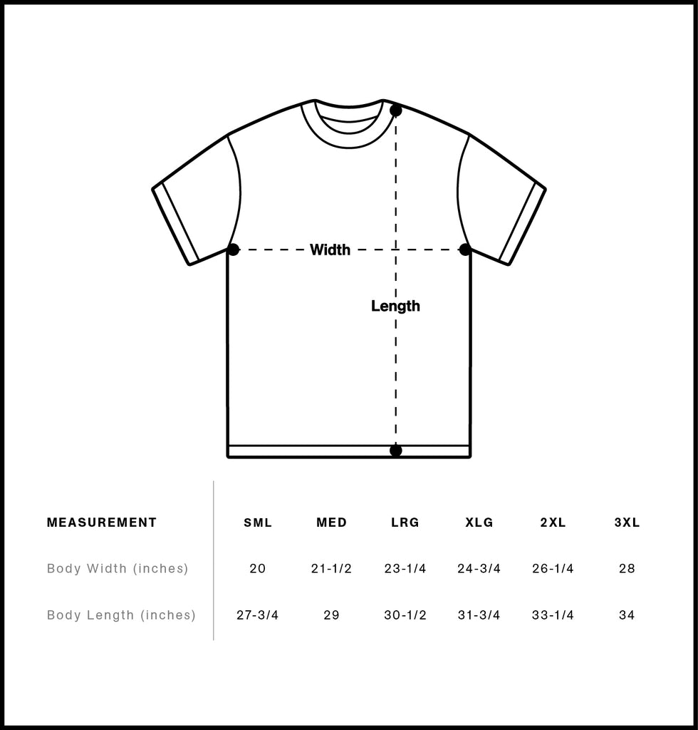 oversized t-shirt size guide