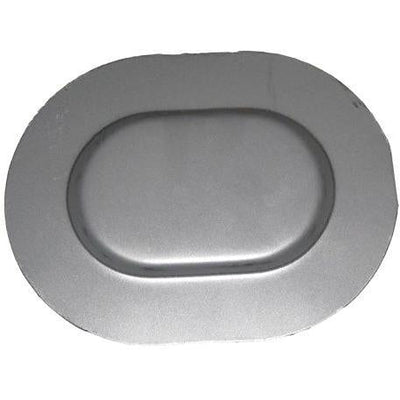 1961-1977 GMC K1500 Pickup Floor Pan Drain Plug Cover, Galvanized w/Cutout - Classic 2 Current Fabrication