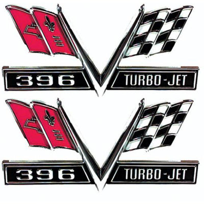 1967 Chevy Camaro 396 Turbo-Jet Flag Fender Emblems - Classic 2 Current Fabrication