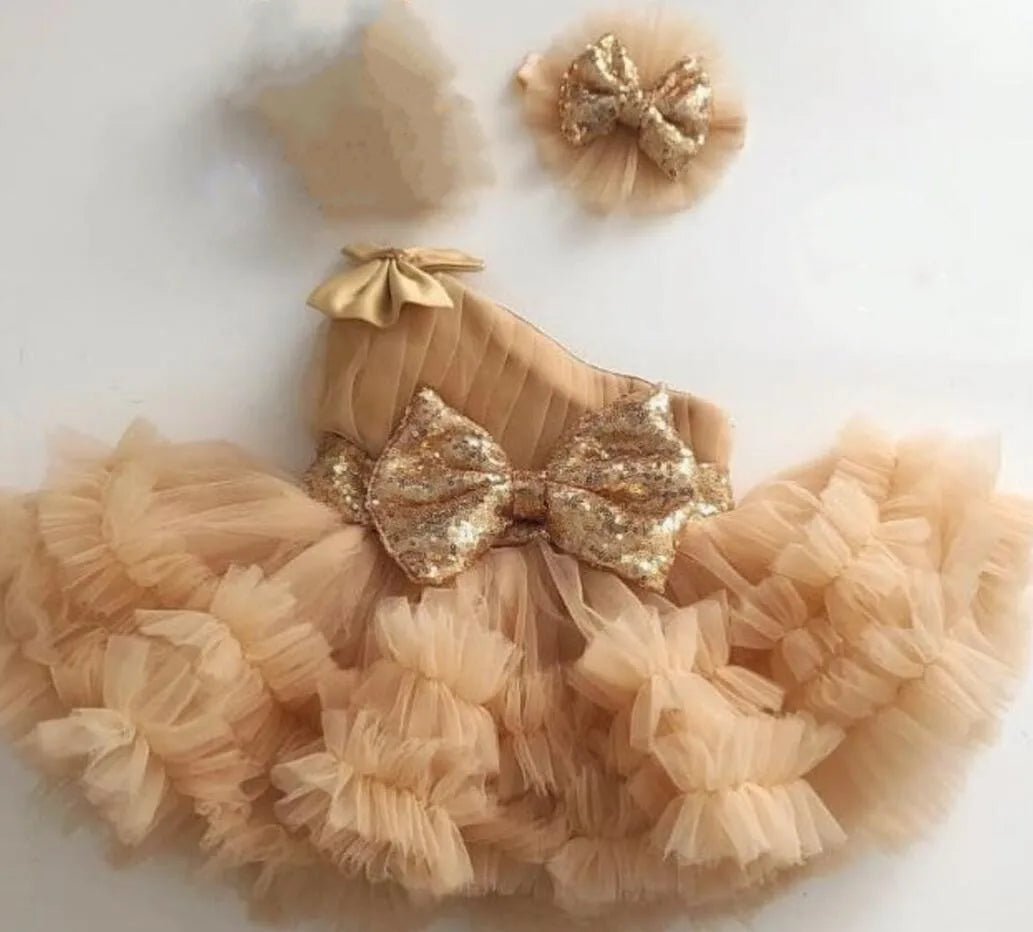 Baby/Kid Girls  Shiny Sequins Tutu Party Gown with Headbow