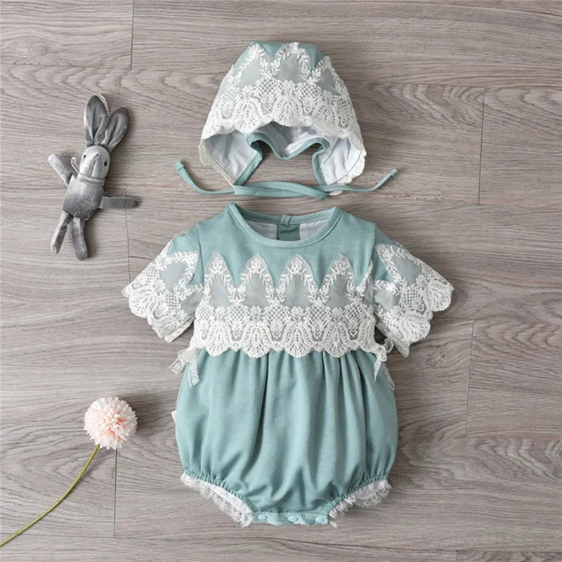 Newborn Lace Rompers With Hats for Summer