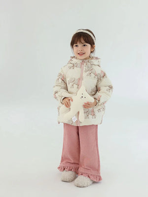 Little Girls Cartoon Print Down Hooded Jackets for Winter - Children's Territory a Unit of VIC&SI LLC