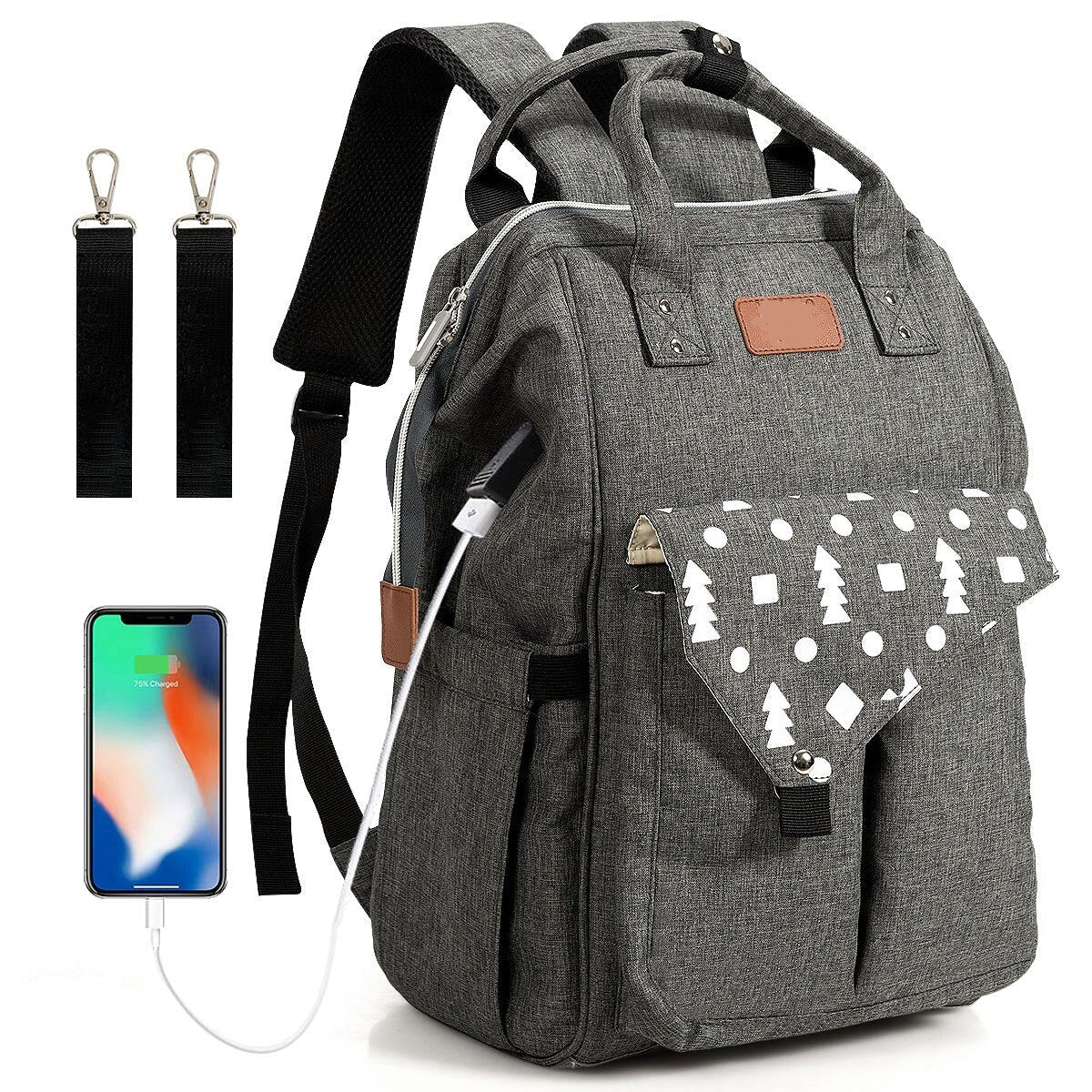 Baby Waterproof Diaper/Nappy Backpack w/USB Charging Port