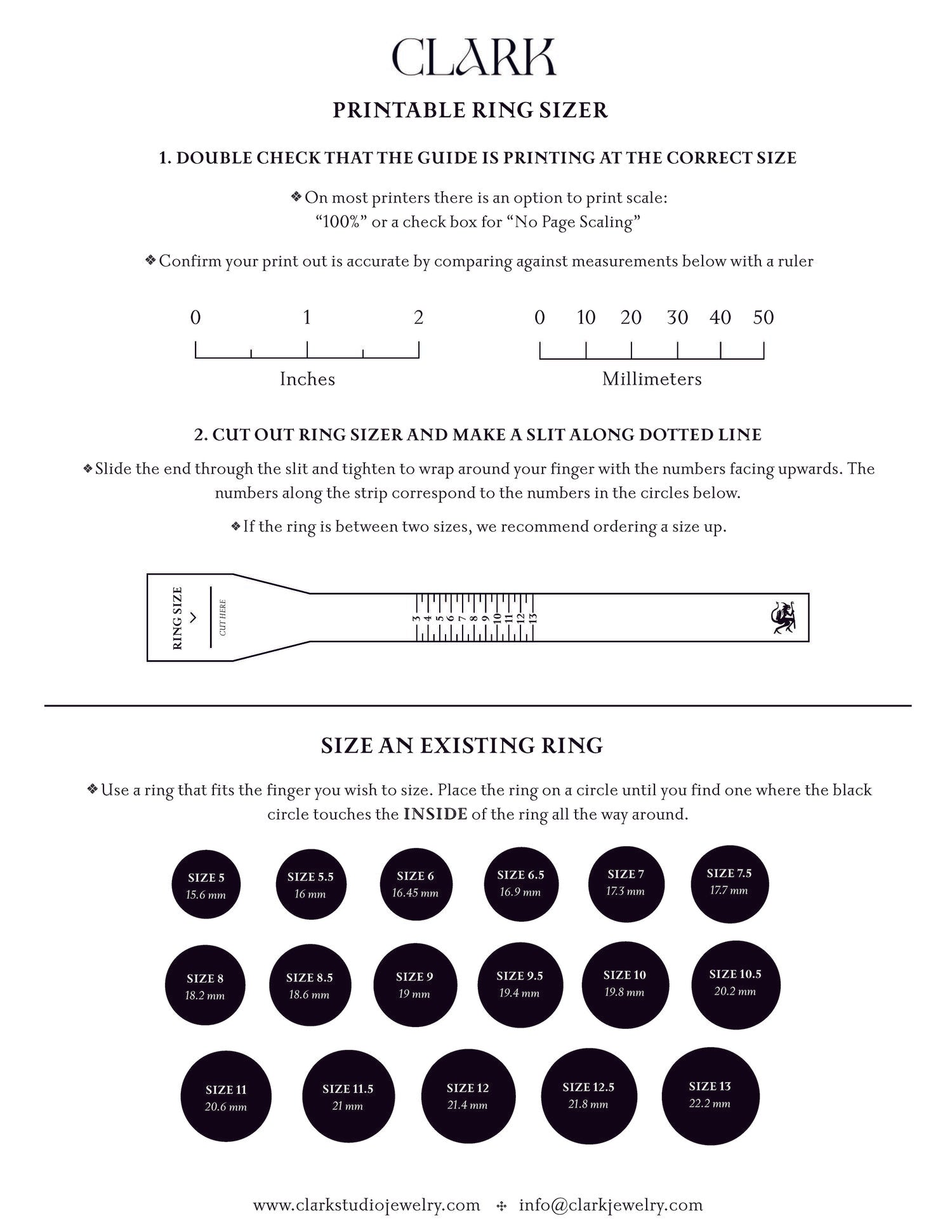 Printable or Digital Ring Size Guide – Skaska Jewelry