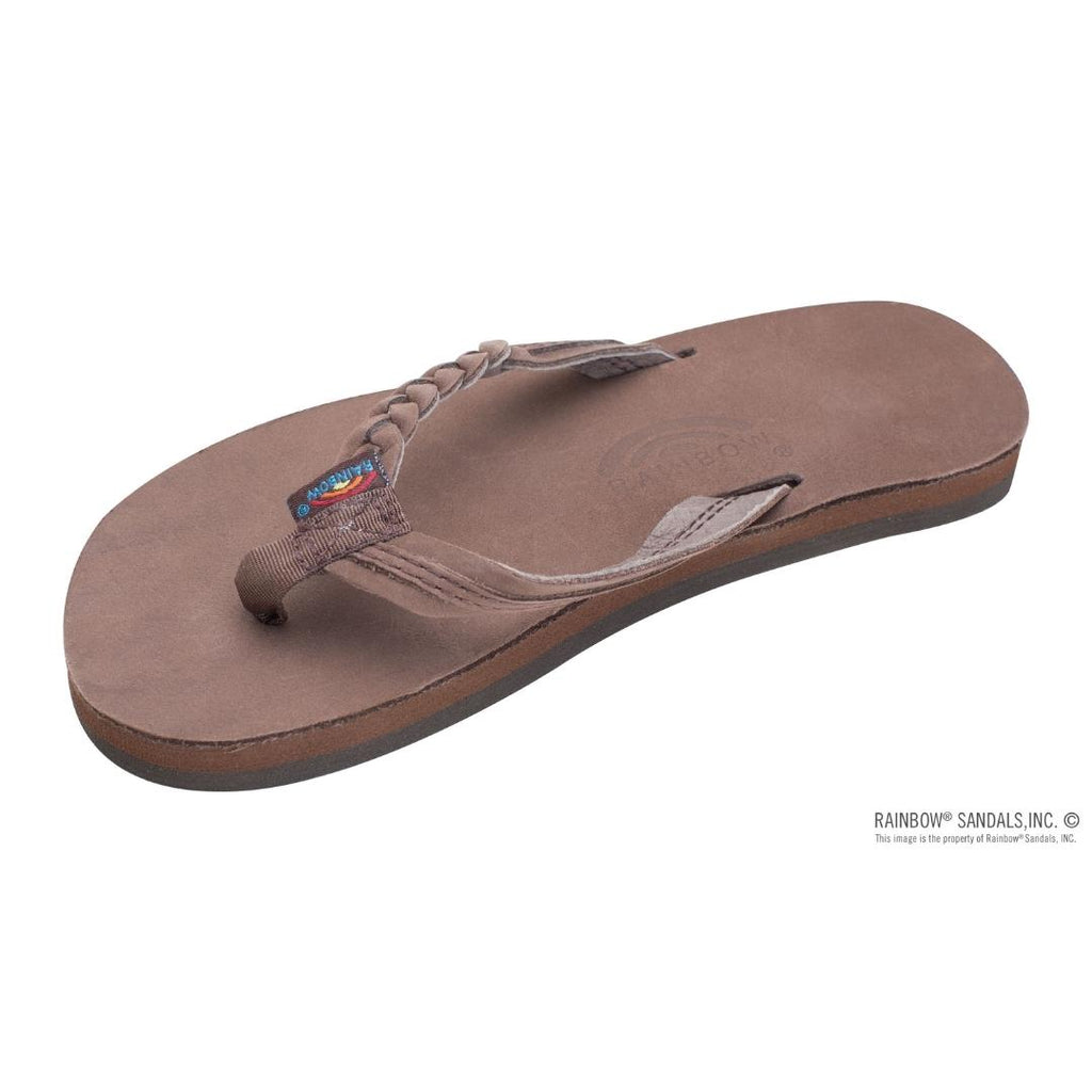 Kids Braided Rainbow Flip Flops Dark Brown